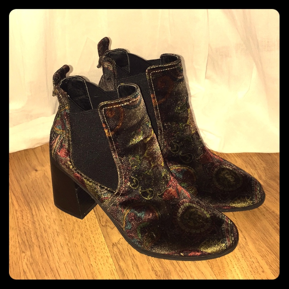 Brass Plum Velvet booties